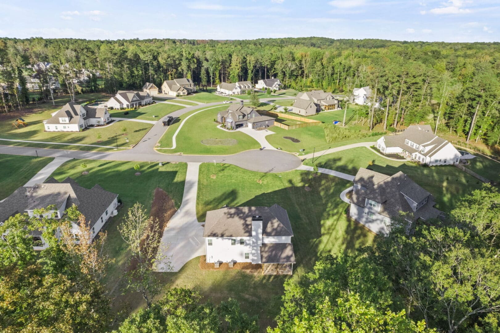 Aerial view of a new housing development.